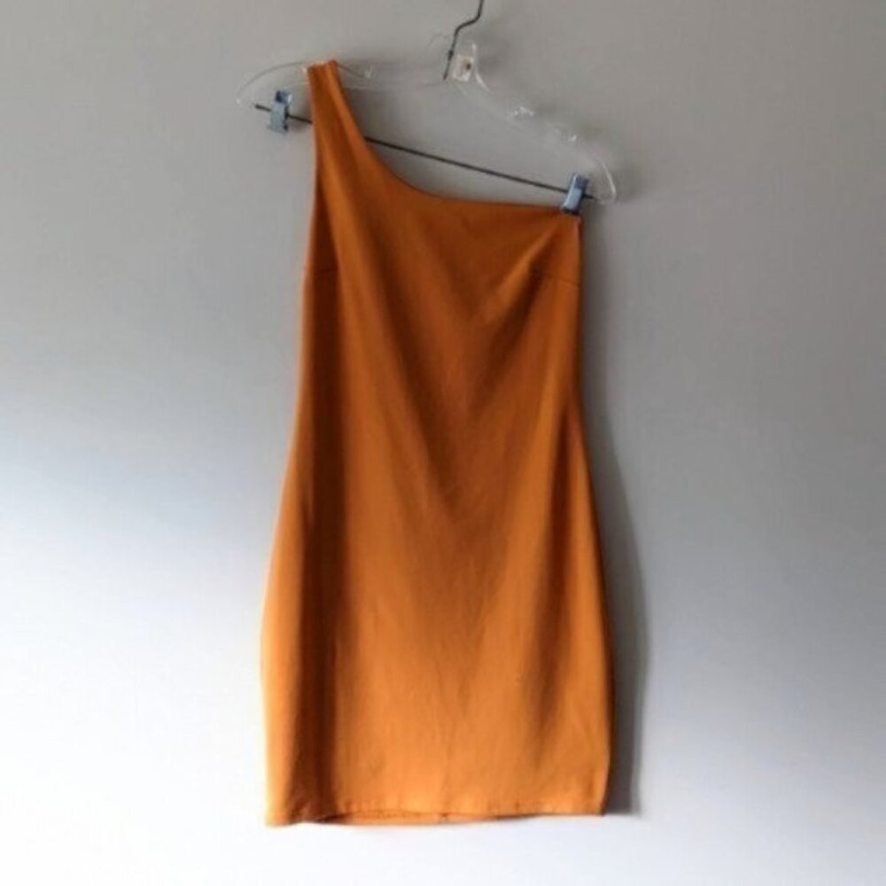 Dynamite orange one shoulder bodycon mini dress